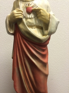 Jesus sacred heart statue, full of stone, original church statue in color.