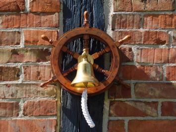 Steering wheel with bell - Hardwood - Wall Bell Brass