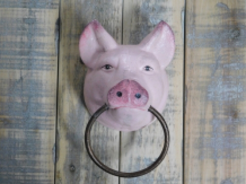 Towel ring 'Pig Head' - cast iron