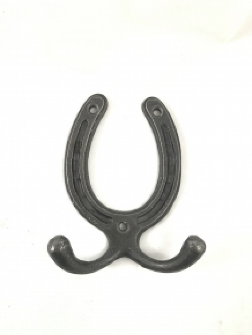 Wall coat rack horseshoe cast iron, 2 hooks, small