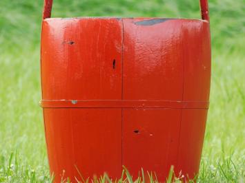 Vintage Houten Emmer - Rood - Hoogte 60 cm