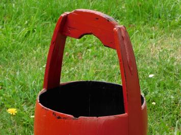 Vintage Wooden Bucket - Red - Height 60 cm