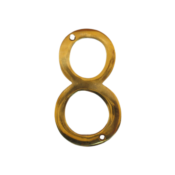 House number 8 - Brass - Glossy