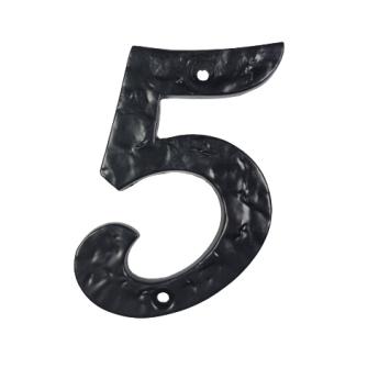 House number 5 - Black - Cast iron