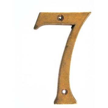 House number ‘7’, antique brass