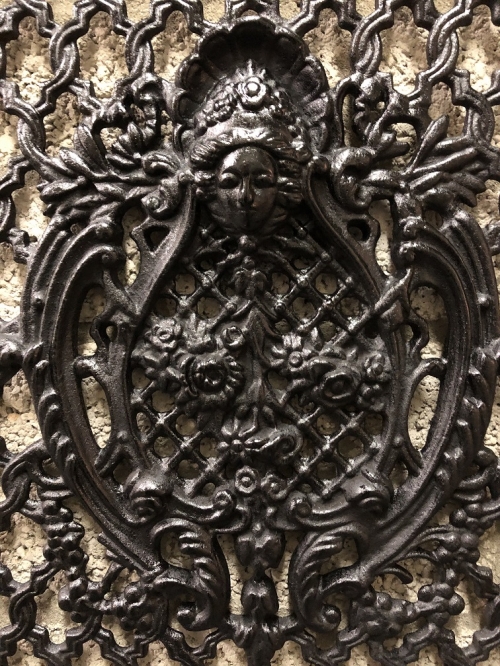 Cast iron door-window grille, wall ornament, black, beautiful wrought iron !!!