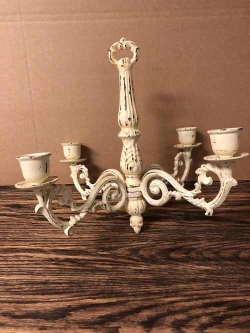 Candlestick wrought iron old white, pendant, beautifully heavy!!