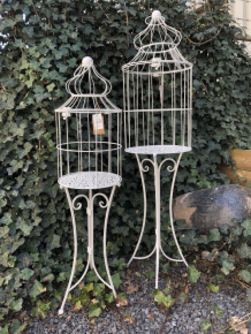 Birdcage standing on graceful wrought iron legs, a piece of jewelry!!