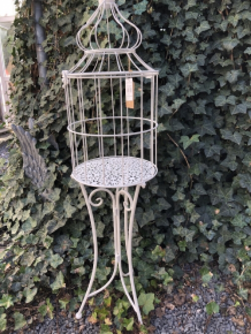 Large birdcage standing on graceful wrought iron legs, a piece of jewelry!!