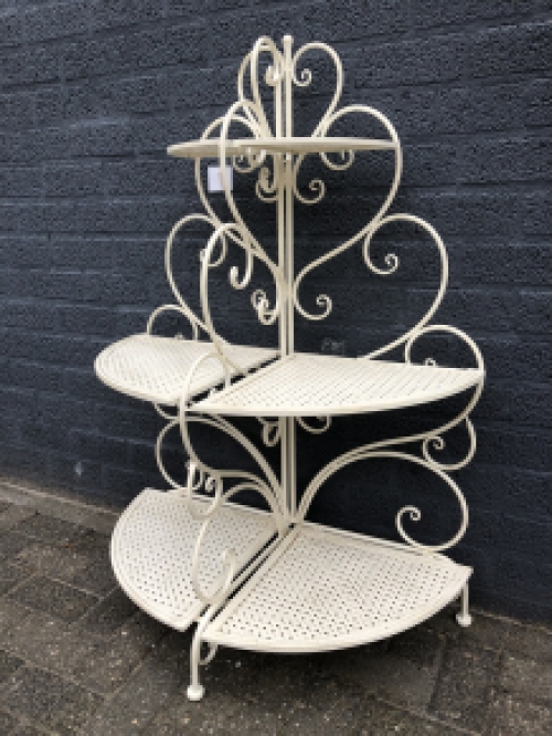 Beautiful all-metal etagère, beautiful white ironwork, easy to fold.