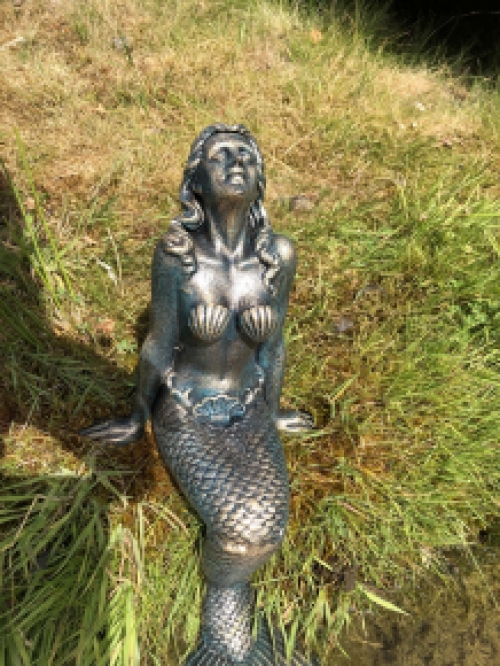 Beautiful mermaid cast iron bronze-brass statue.