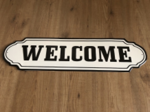 Wandschild, Namensschild XL, mit Text: WELCOME im alten Look