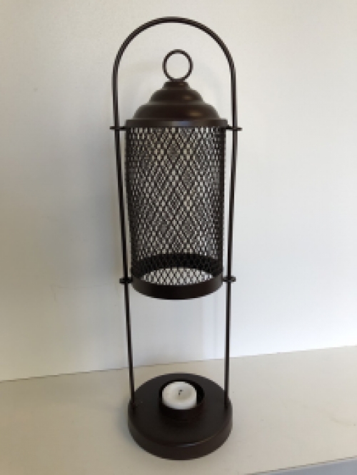 Candlestick, storm lantern, metal brown.