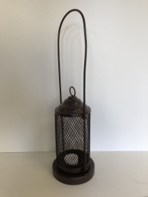 Candlestick, storm lantern, metal brown.