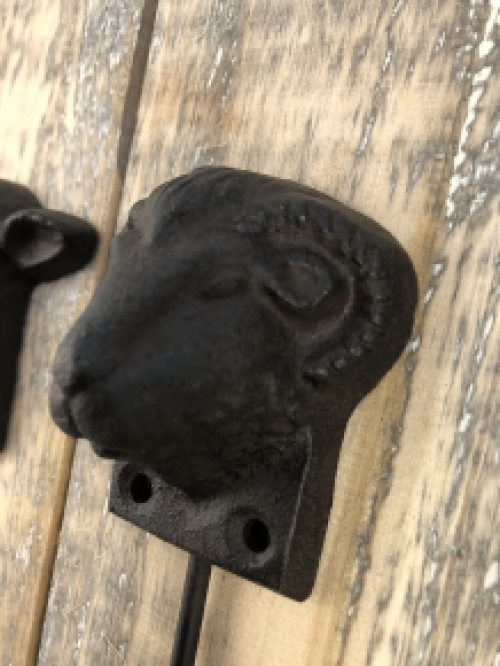 Set of 4 Coat hooks - Farm Animals - Cast iron - Antique Brown