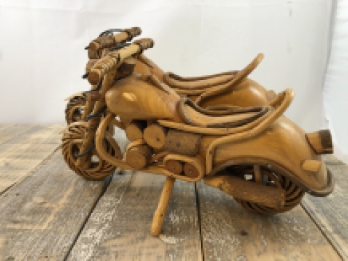 Set of handmade wooden motorcycles, lowriders.