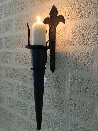 Castle torch as a candle holder, metal