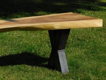 Industrial Trunk Bench - Suar Wood - 200 cm - with Steel Frame