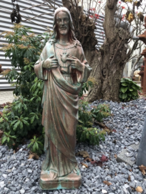 Jesus sacred heart statue, full stone, color copper look, beautiful appearance!!