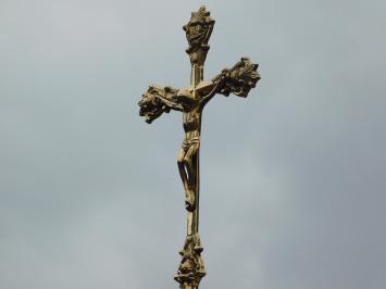 Jesus on the cross, brass INRI on base.