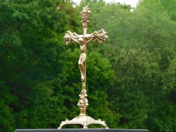 Jesus on the cross, brass INRI on base.