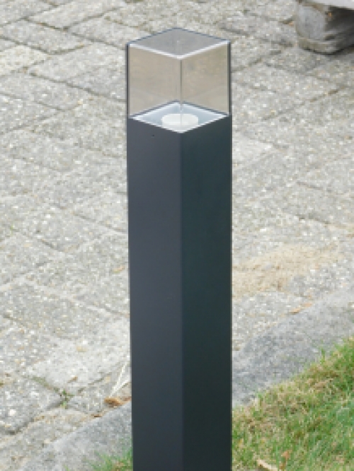 Rostfarbene/schwarze Stehlampe für den Außenbereich, Laterne, Rauchglas, 60cm, Aluminium