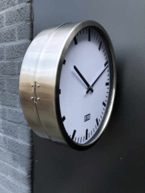 Beautiful industrial double-sided wall clock by boo, steel