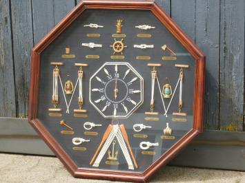 Maritime Wall Decoration with Ship Knots and Clock - 66 cm