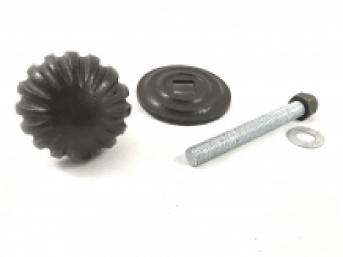 Door knob with rosette, of antique iron - Fixed