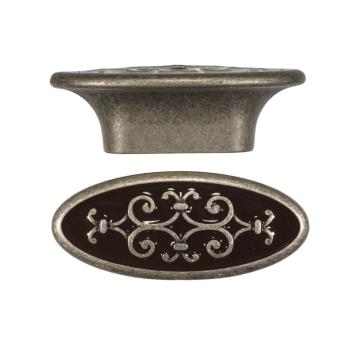 Knob - 73mm - Old Silver with Brown