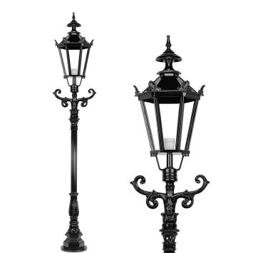 Outdoor lamp, lantern with ceramic fitting and glass, cast aluminium, 215 cm-green or black