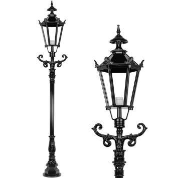 Outdoor lamp, lantern with ceramic fitting and glass, cast aluminium, 235 cm-black or green