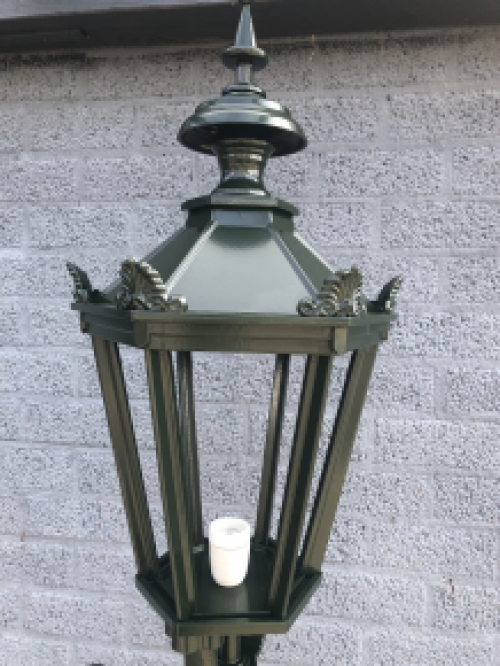 Outdoor lamp, lantern with ceramic fitting and glass, cast aluminium, 215 cm-green or black