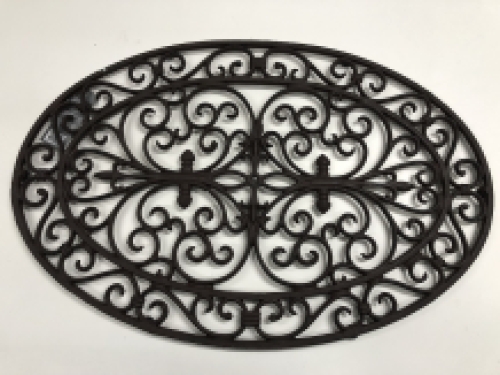 Doormat, cast iron, oval antique brown