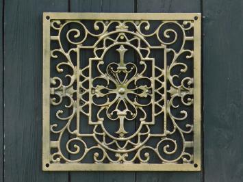 Air grille / Wall sign - Square - Gold bronze - Cast iron