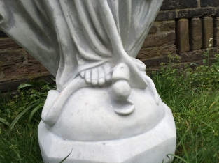 Large Marian garden statue, solid cast stone, beautifully detailed statue.