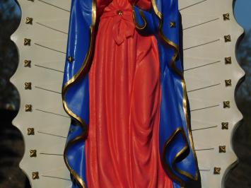 Beautiful large statue of Mary with angels and back plate, polystone full color.