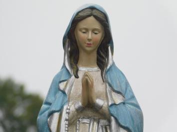 Statue Maria mit Rosenkranz - Polystone - In Farbe