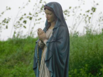 Statue von Maria XL mit Rosenkranz - Polystone - In Farbe