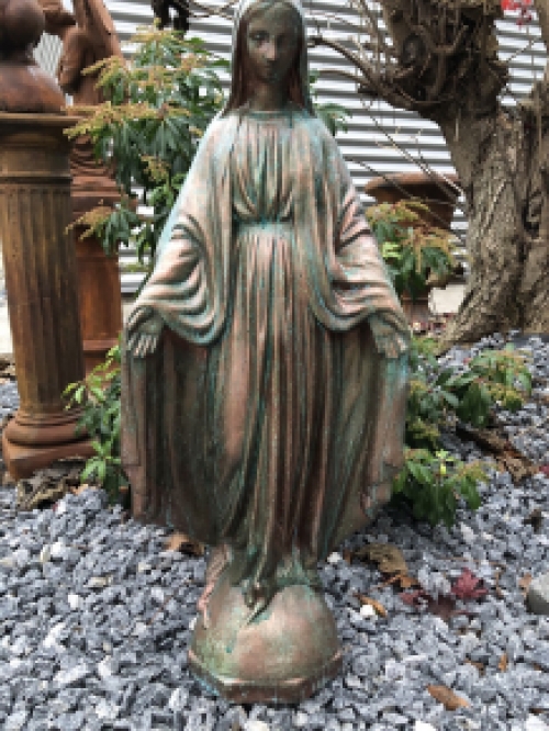 Beautiful statue of Mary with a stone-copper finish