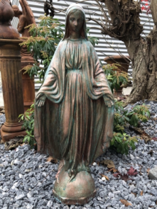 Beautiful statue of Mary with a stone-copper finish