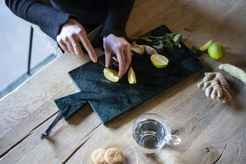 Snack Board-Cutting Board - Marble - 43 cm - Green