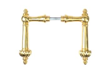 Polished brass door handles, set, historic door hardware