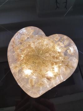 Beautiful flowers cast in epoxy resin heart