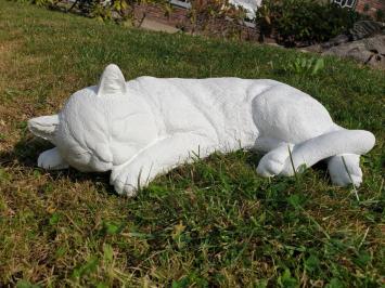 Weiße schlafende Katze, Katzenfigur