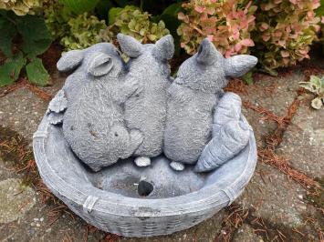 planter, flower box with 3 cute bunnies