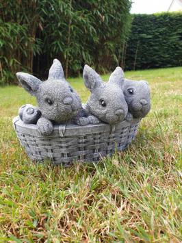 planter, flower box with 3 cute bunnies