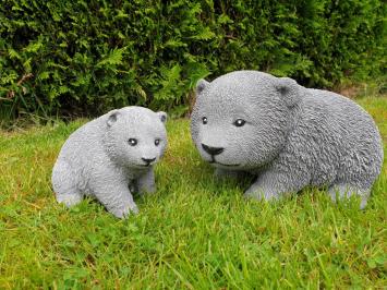 Panda with young, garden statue