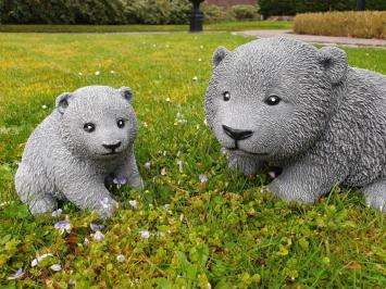 Panda with young, garden statue