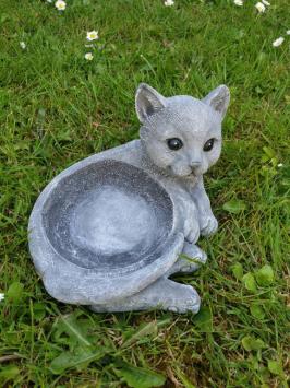 Bird bowl with cat.